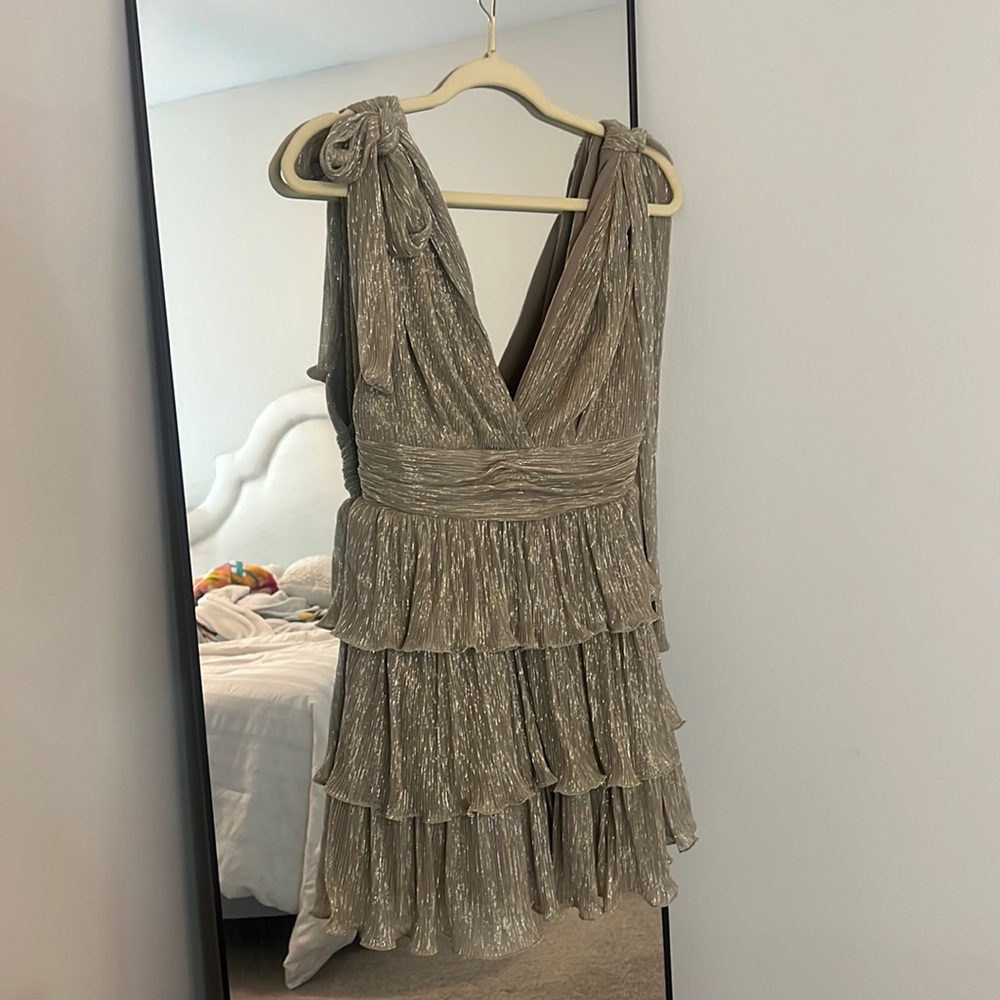 Sparkly low neck ruffle dress